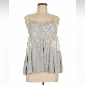 New• POL Boho Patchwork Lace Embroidered Floral Sleeveless Blouse• Medium